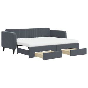 vidaXL Sofa rozsuwana z szufladami, ciemnoszara, 90x200 cm, aksamit