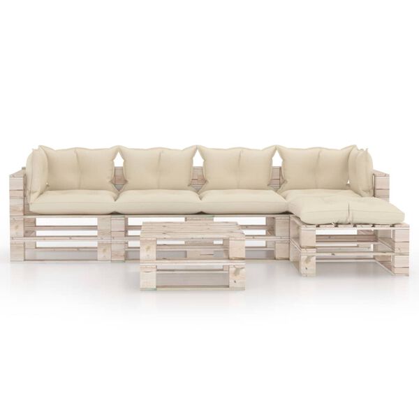 vidaXL 6-cz. zestaw wypoczynkowy z palet, z poduszkami, drewno sosnowe