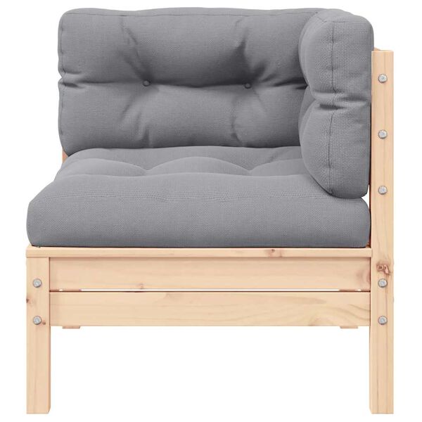 vidaXL 3-cz. zestaw wypoczynkowy do ogrodu, szare poduszki, sosnowy