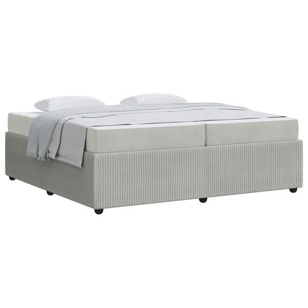 vidaXL Ramka ł&oacute;żka z materacem Jasnoszary 200 x 200 cm tkanina