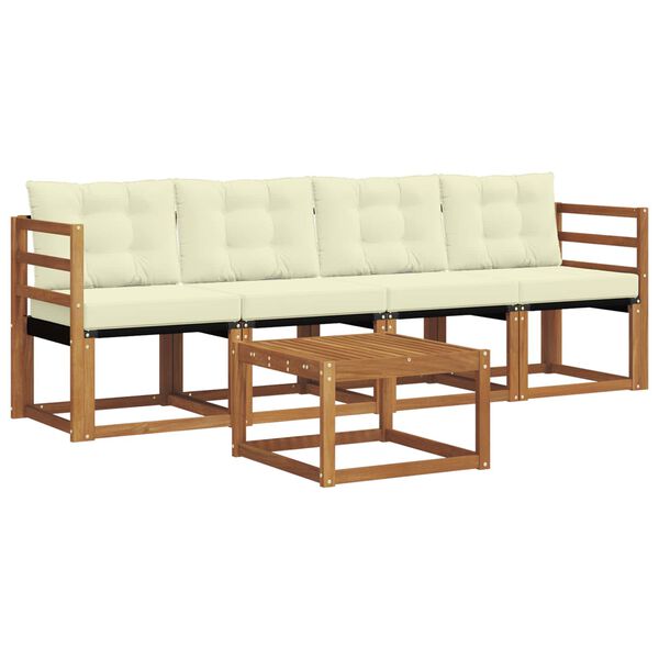 vidaXL Zestaw sof na zewnątrz z poduszką 5 pcs Naturalny i Kremowy