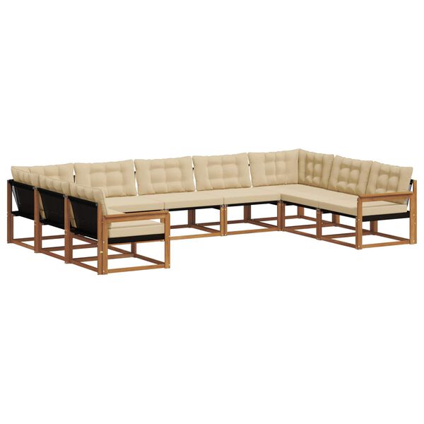 vidaXL Zestaw sof na zewnątrz z poduszką 9 pcs Naturalny i Beżowy
