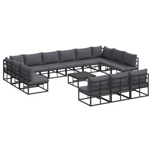 vidaXL Zestaw Sof na Ogr&oacute;d 14 szt. Czarny Aluminium