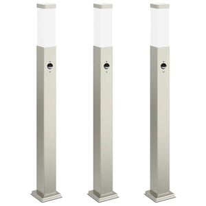 vidaXL Lampy słupkowe z czujnikiem 3 szt. 80 cm Stal nierdzewna IP44