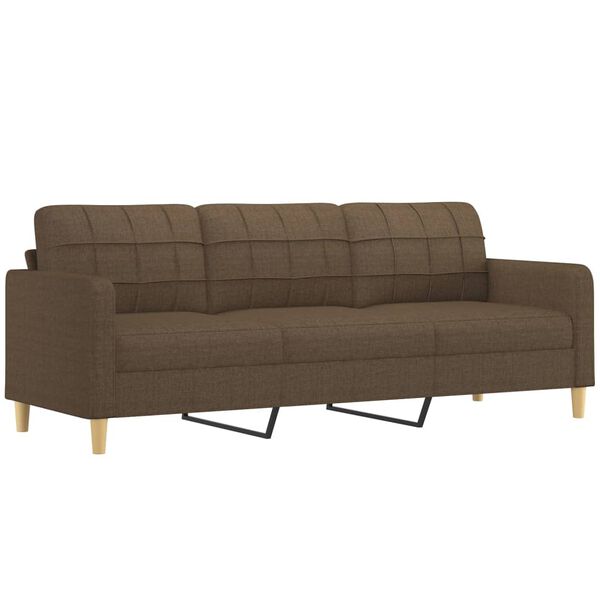 vidaXL 3-osobowa sofa wypoczynkowa z poduszkami, brązowa, 210 cm
