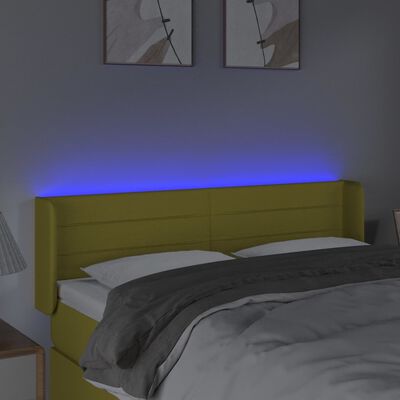 vidaXL Zagłówek do łóżka z LED, zielony, 147x16x78/88 cm, tkanina