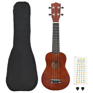 vidaXL Ukulele sopranowe z pokrowcem, dla dzieci, naturalne, 21