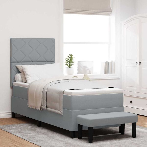 vidaXL Ł&oacute;żko sprężynowe z materacem Jasnoszary 80 x 200 cm tkanina