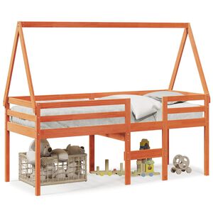 vidaXL Wysokie ł&oacute;żko z dachem, woskowy brąz, 80x200 cm, drewno sosnowe