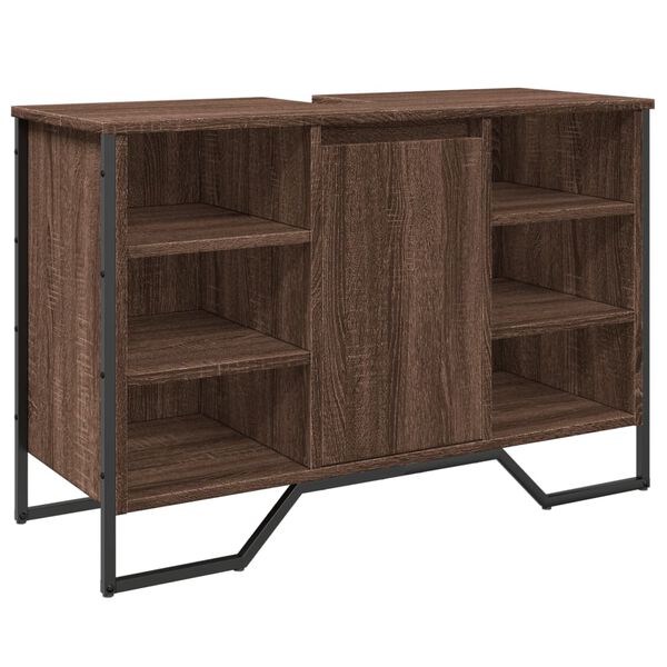 vidaXL Szafka pod umywalkę, brązowy dąb, 91x35x60 cm