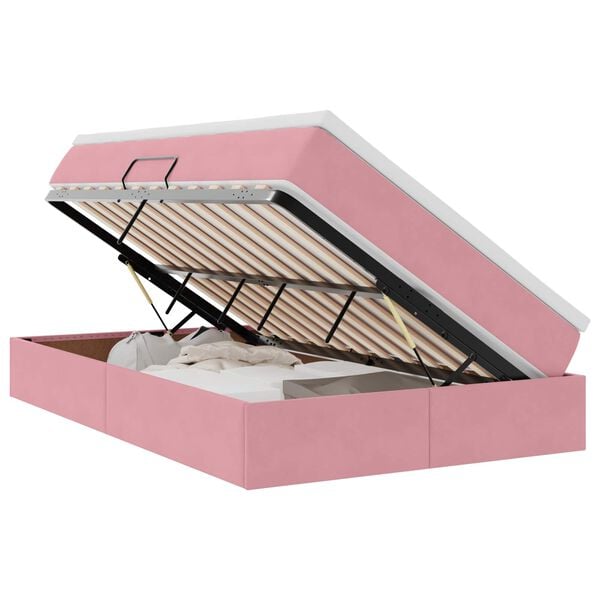 vidaXL Ł&oacute;żko z miejscem na przechowywanie i materacem R&oacute;żowy