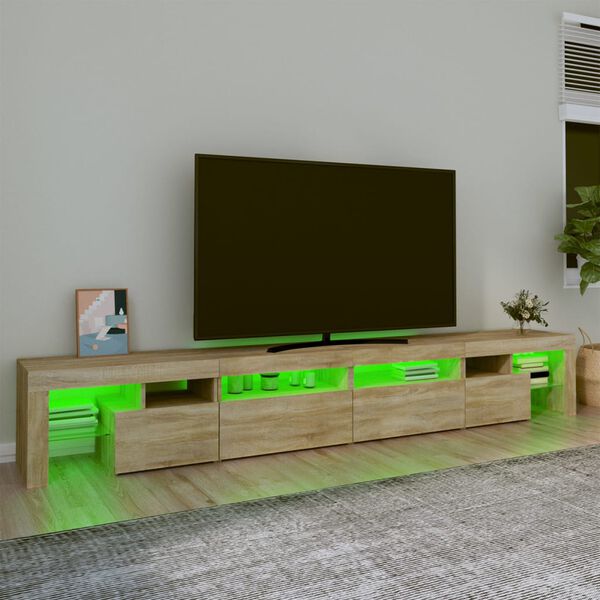 vidaXL Szafka pod TV z oświetleniem LED, dąb sonoma, 260x36,5x40 cm
