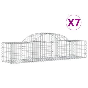 vidaXL Kosze gabionowe, 7 szt, 200x50x40/60 cm, galwanizowane żelazo