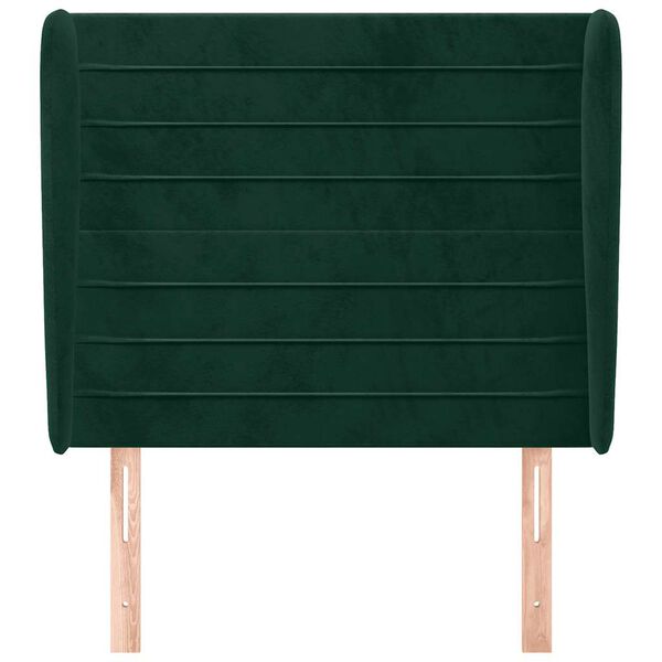 vidaXL Zagł&oacute;wek uszak, ciemnozielony, 83x23x118/128 cm, aksamit