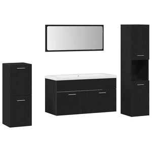 vidaXL Zestaw mebli łazienkowych z p&oacute;łką z drzwiami 5 pcs Czarny Dąb