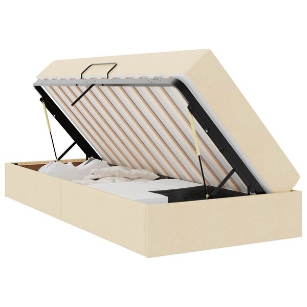 vidaXL Ł&oacute;żko z miejscem na przechowywanie i materacem Kremowy