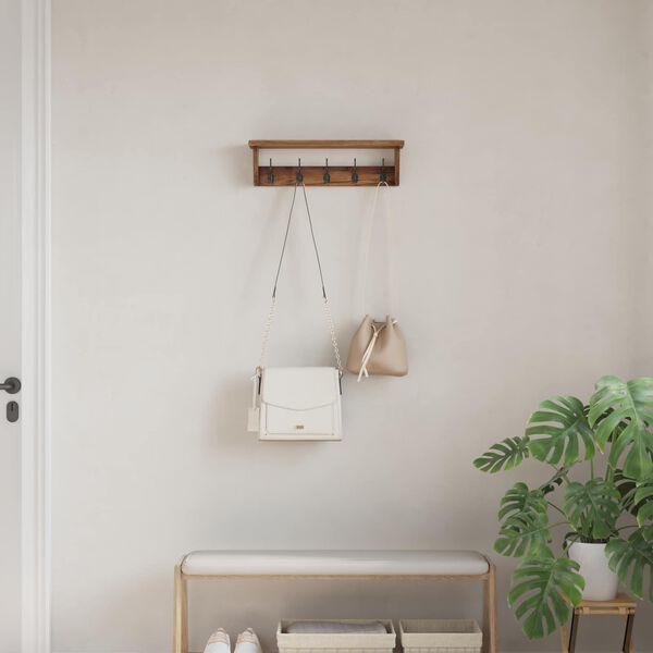 vidaXL Wieszak Brązowy 50 x 10 x 14 cm Lite drewno mahoniowe