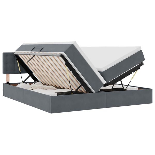 vidaXL Ł&oacute;żko z miejscem do przechowywania Ciemnoszary 100 x 200 cm