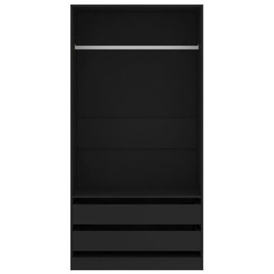 vidaXL Szafa, czarna, 100x50x200 cm, materiał drewnopochodny