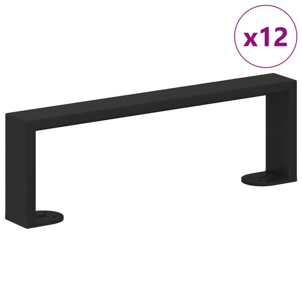 vidaXL N&oacute;żki meblowe 12 pcs Czarny 31,1 x 4 x 10 mm Żelazo