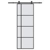 vidaXL Drzwi przesuwne z osprzętem, szkło ESG i aluminium, 76x205 cm
