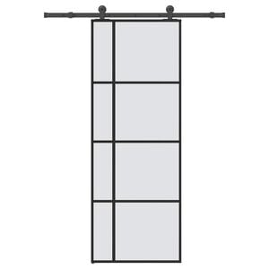 vidaXL Drzwi przesuwne z osprzętem, szkło ESG i aluminium, 76x205 cm