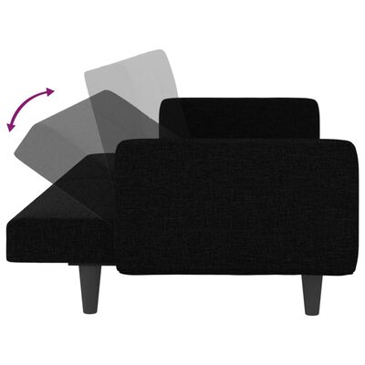 vidaXL Rozkładana kanapa z poduszkami, czarna, obita tkaniną