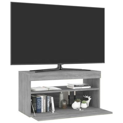 vidaXL Szafka pod TV z oświetleniem LED, szary dąb sonoma, 75x35x40 cm