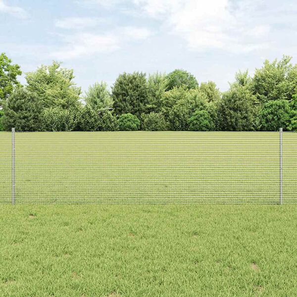vidaXL Ogrodzenie z słupkiem Srebrny 0,6 x 10 m Stal