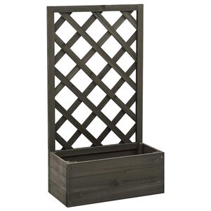 vidaXL Ogrodowa donica z kratką, szara, 50x25x90 cm, drewno jodłowe