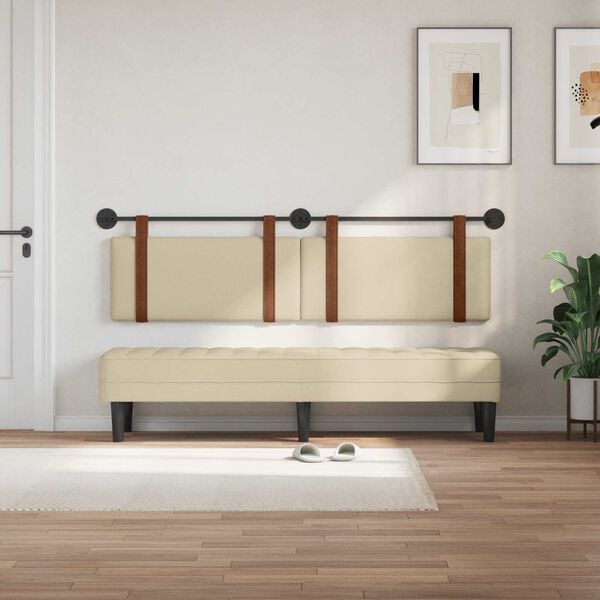 vidaXL Wisząca Głowa Gładki Kremowy 170 x 55 x 5 cm Antyczny PU