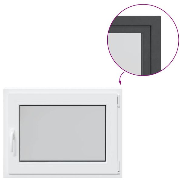 vidaXL Okno piwniczne "RISOR" 80x60 cm uchylno-rozwierne DIN prawe antracyt