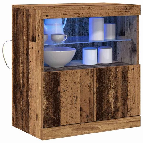 vidaXL Komoda LED Brązowy 60,5 x 37 x 67 cm Materiał drewnopochodny