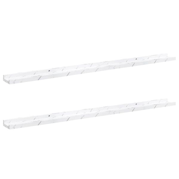 vidaXL P&oacute;łka ścienna z p&oacute;łką 2 pcs Biały marmur 115 x 9 x 3 cm