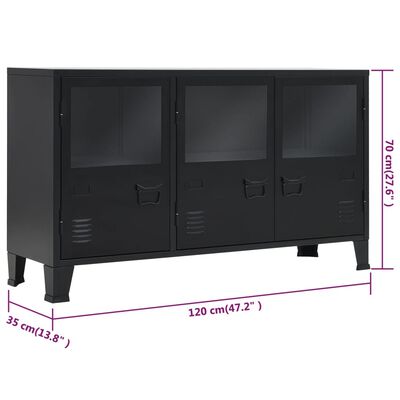 vidaXL Metalowa szafka w industrialnym stylu, 120 x 35 x 70 cm, czarna