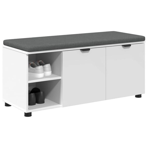 vidaXL Ławka w przedpokoju z poduszką z p&oacute;łką Biały 100 x 38 x 46 cm