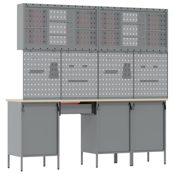 vidaXL St&oacute;ł warsztatowy Z blokadą 10 pcs Czarny 200 x 55 x 200 cm Stal