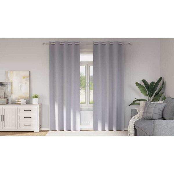 vidaXL Firany blackout z k&oacute;łkami 2 pcs Metaliczny Szary 245 x 140 cm
