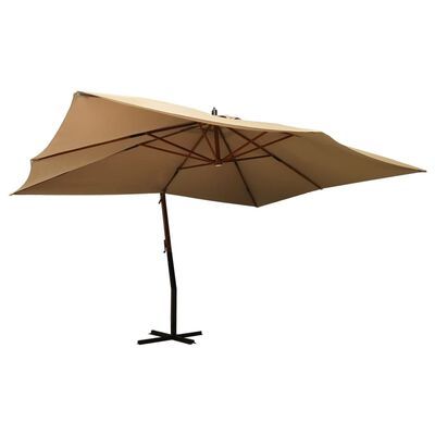 vidaXL Wiszący parasol z drewnianym słupkiem, 400x300 cm, taupe