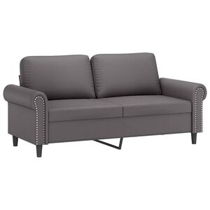 vidaXL 2-osobowa sofa, szary, 140 cm, sztuczna sk&oacute;ra