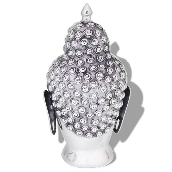 vidaXL Głowa Buddy dekoracyjna na ścianę, aluminium, srebrna