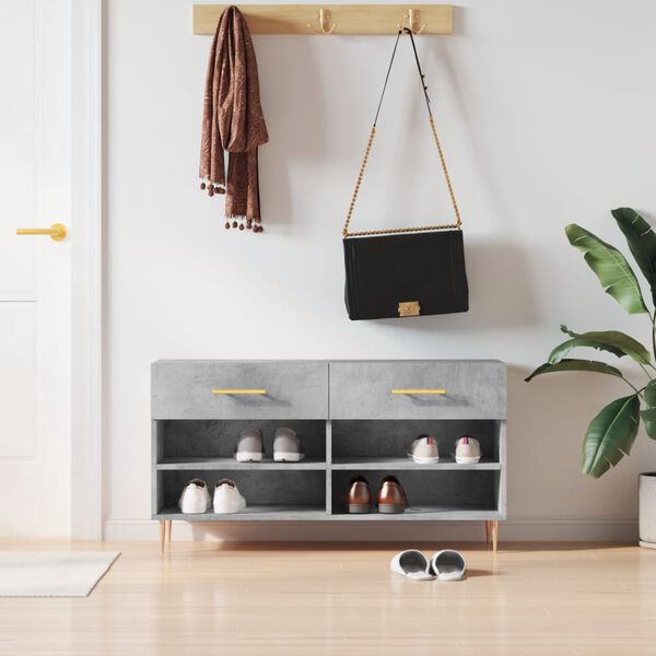 vidaXL Ławka z miejscem na buty, szarość betonu, 102x35x55 cm