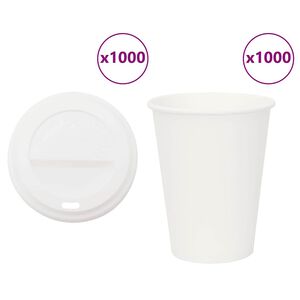 vidaXL Papierowe kubki z pokrywkami, 1000 szt., 12oz, 300ml