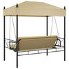 vidaXL Huśtawka ogrodowa z baldachimem, kolor piaskowy&nbsp;, stal