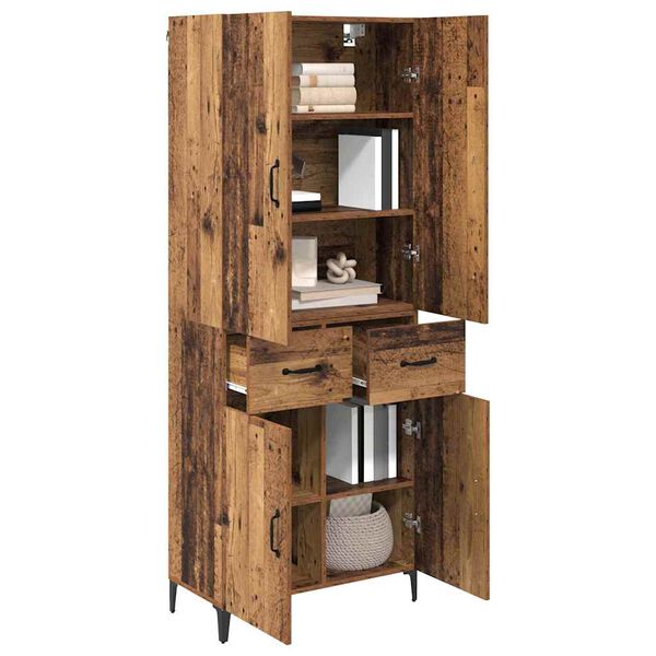vidaXL Highboard Montowane na ścianie Stare drewno 69,5 x 34 x 180 cm