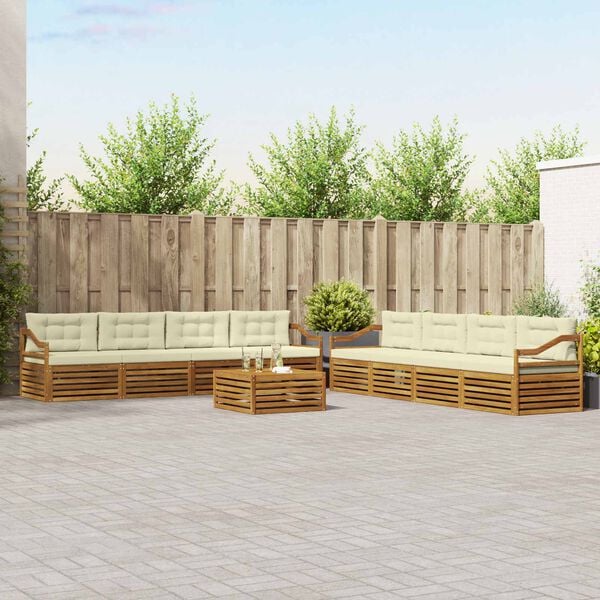 vidaXL Zestaw sof na zewnątrz z poduszką 9 pcs Naturalny i Kremowy