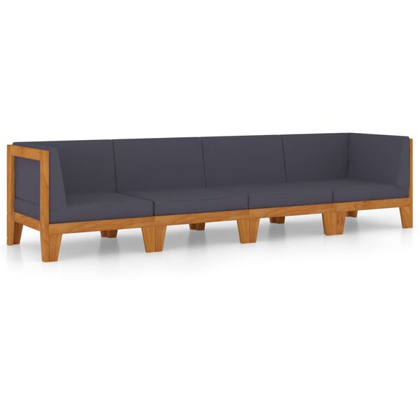 vidaXL 4-cz. zestaw wypoczynkowy do ogrodu, z poduszkami, akacjowy