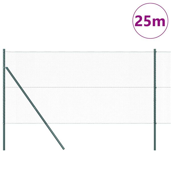vidaXL Słupek ogrodzeniowy. Zielony 25 x 1,2 m (siatka 13 mm) Stal