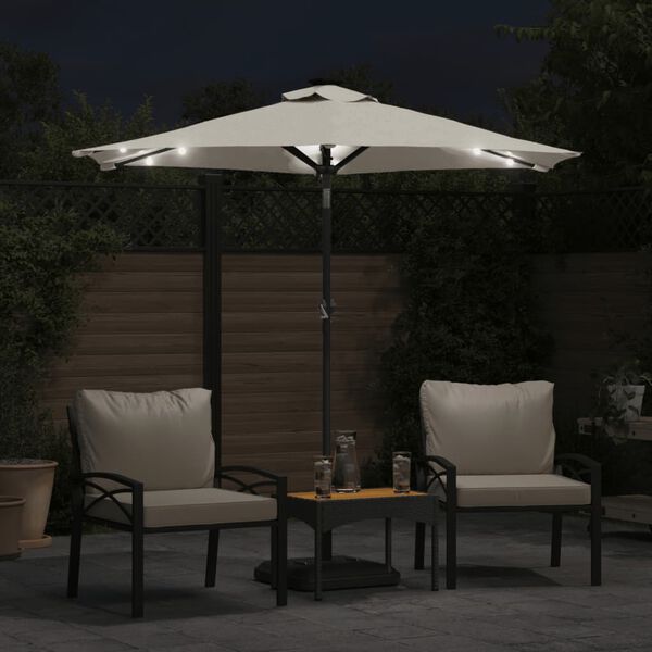 vidaXL Parasol ogrodowy z LED, stalowy słupek, biały, 225x225x212 cm