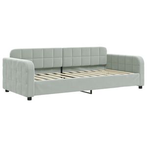 vidaXL Sofa z funkcją spania, jasnoszara, 90x200 cm, obita aksamitem